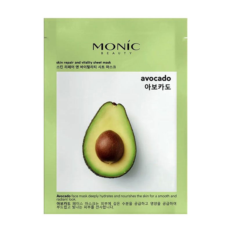 Відновлювальна тканинна маска для обличчя Monic Beauty Avocado Sheet Mask з екстрактом авокадо, 25 мл