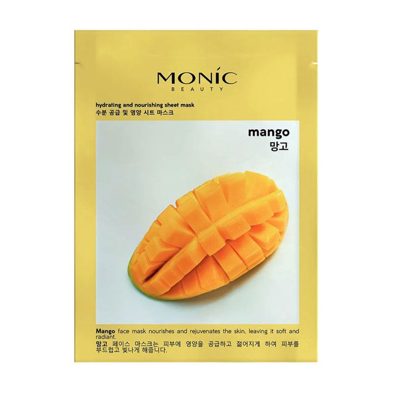 Зволожувальна та живильна тканинна маска для обличчя Monic Beauty Mango Sheet Mask з екстрактом манго, 25 мл